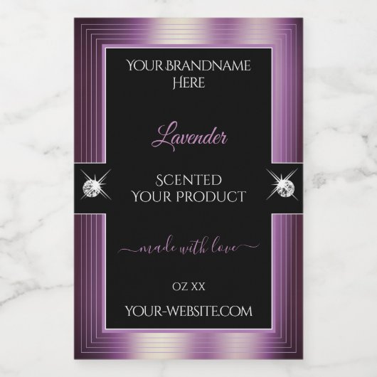 Étiquette de produit de luxe noir violet brillant (Étiquettes simples)