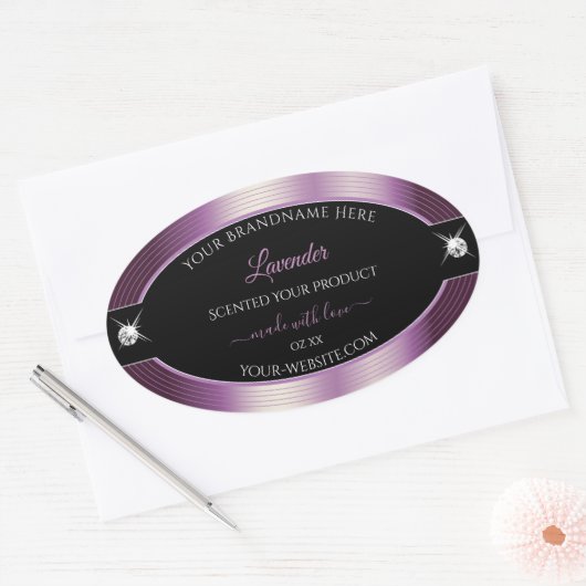 Étiquette de produit de luxe noir violet brillant (Enveloppe)