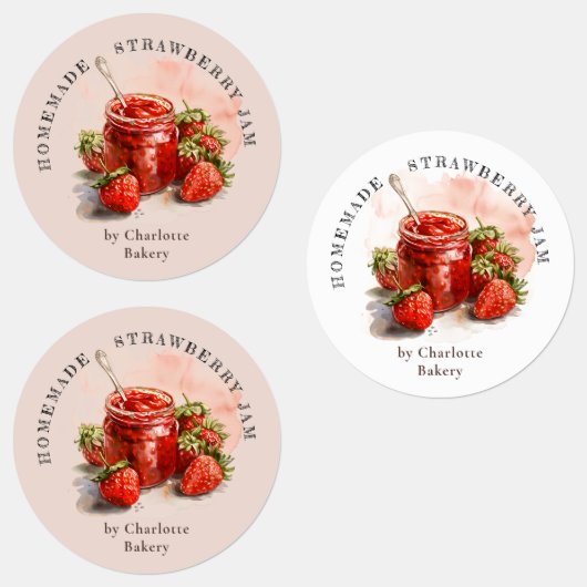 Étiquette de produit de pot de confiture de fraise (Groupe)