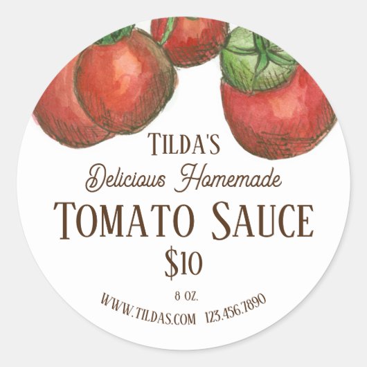 Étiquette de produit de sauce tomate maison (Devant)