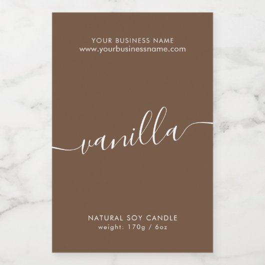 Étiquette de produit de script brun café moderne (Étiquettes simples)