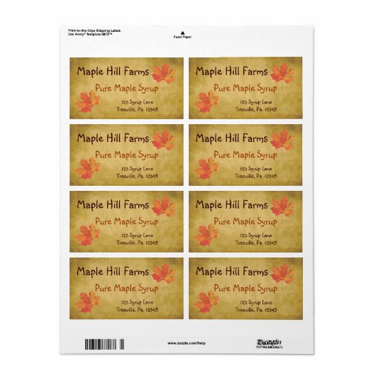 Étiquette de produit de sirop d'érable Feuille (Feuille entière)