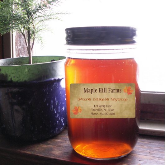 Étiquette de produit de sirop d'érable Feuille