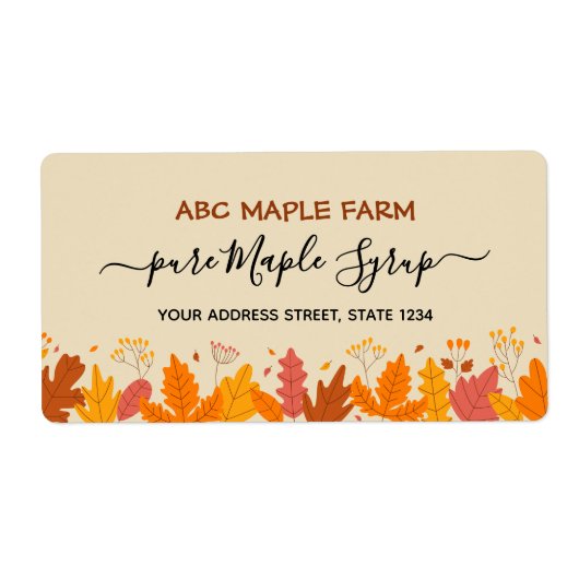 Étiquette de produit de sirop d'érable Feuille (Devant)
