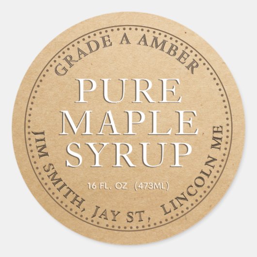 Étiquette de produit de sirop d'érable (Kraft) (Devant)