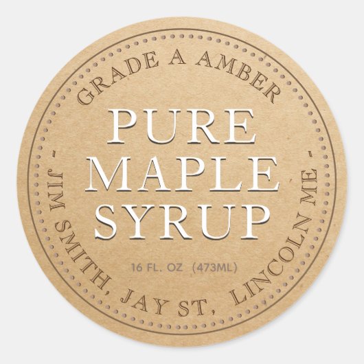 Étiquette de produit de sirop d'érable (Kraft) (Devant)