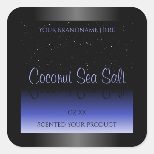 Étiquette de produit dégradé noir et bleu Parties  (Devant)