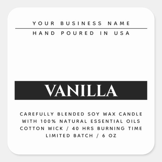 Étiquette de produit d'emballage noir blanc modern (Devant)