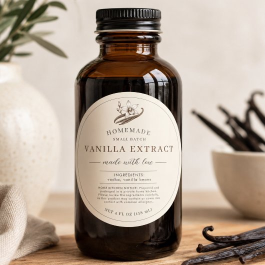Étiquette de produit d'extrait de vanille fait mai