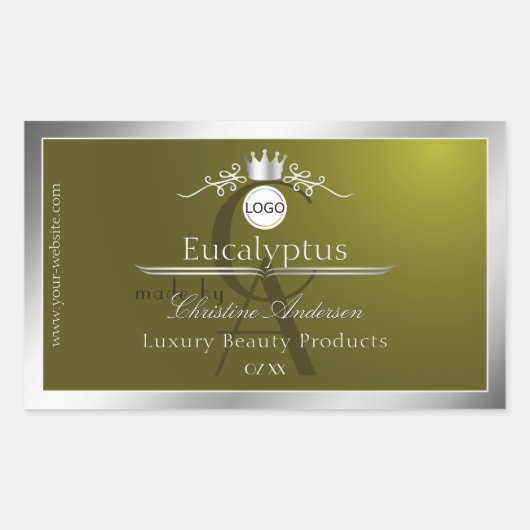 Étiquette de produit d'olive Logo et monogramme en (Devant)