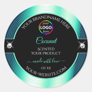Étiquette de produit du logo Turquoise brillant no