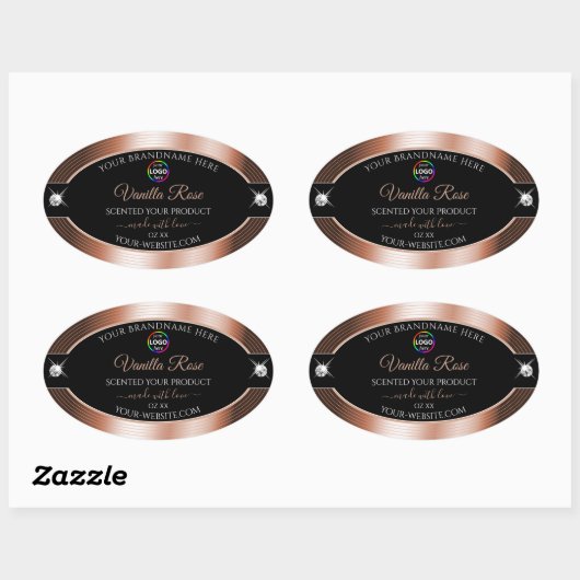 Étiquette de produit Elegance Black Shiny Rose Gol (Feuille)