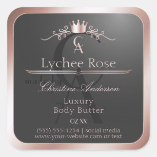 Étiquette de produit en anthracite avec monogramme