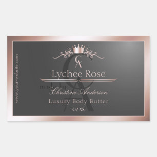 Étiquette de produit en anthracite avec monogramme