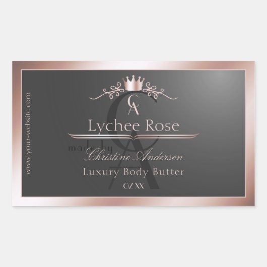 Étiquette de produit en anthracite avec monogramme (Devant)