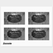 Étiquette de produit en bois gris rustique (Feuille)
