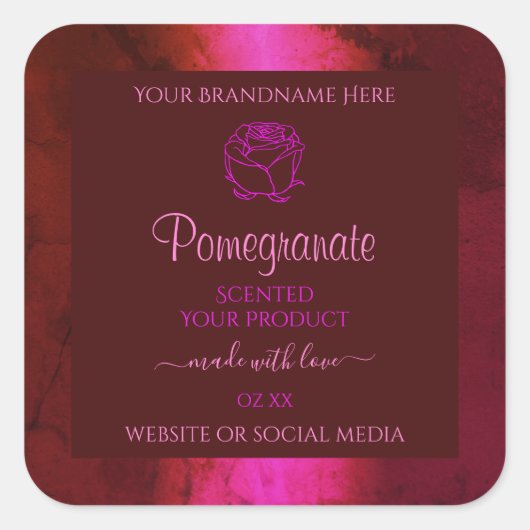 Étiquette de produit en marbre rouge rose chatoyan (Devant)