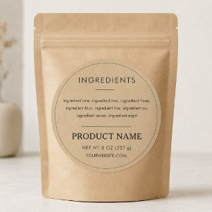 Étiquette de produit en papier Kraft ingrédients