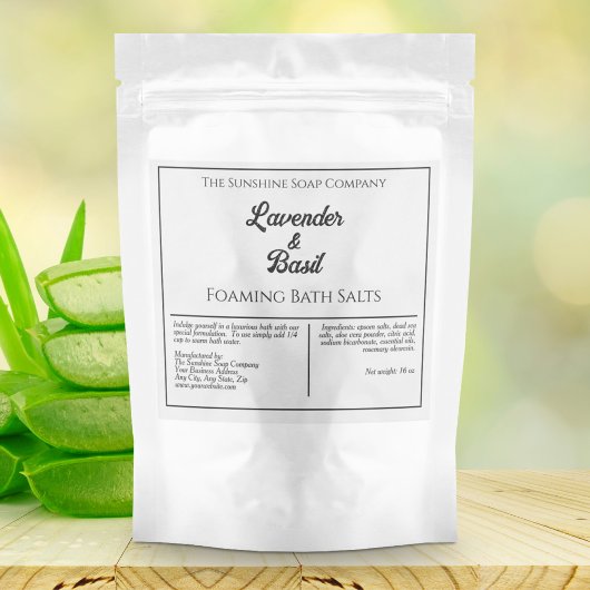 Étiquette de produit étanche blanc et noir simple