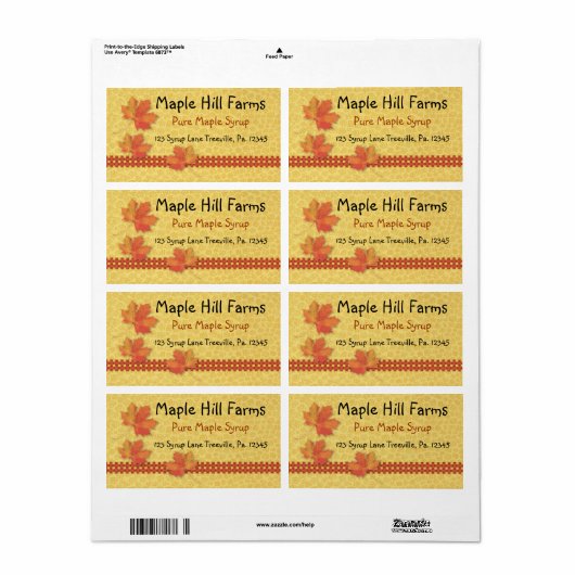 Étiquette de produit Étiquette de sirop d'érable (Feuille entière)