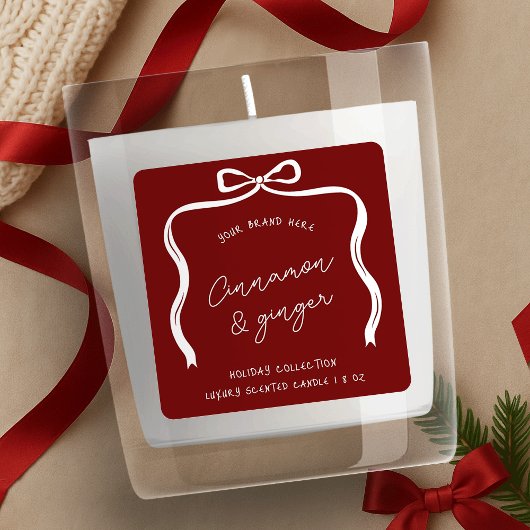 Étiquette de produit Festif de Noël Bow Rouge & Bl