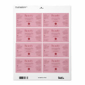 Étiquette de produit Flacon de Beauté Rose Blush (Feuille entière)