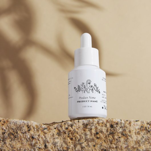 Étiquette de produit Fleur sauvage noir et blanc m