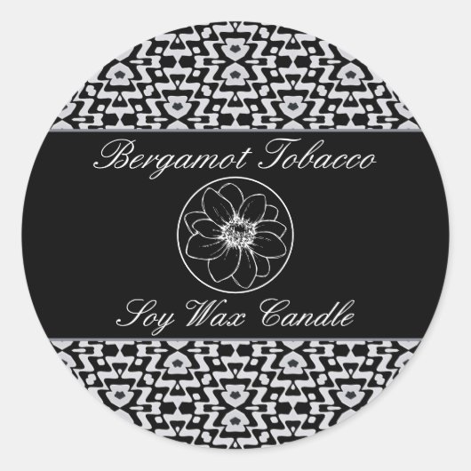 Étiquette de produit géométrique noir et blanc (Devant)