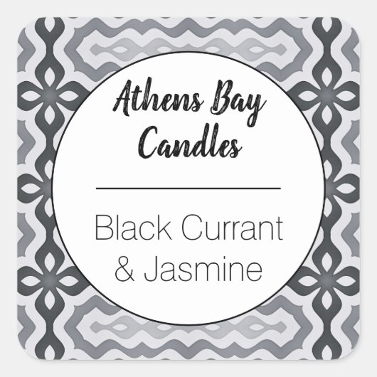 Étiquette de produit géométrique noir et blanc (Devant)