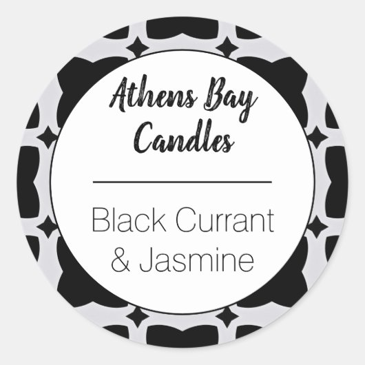 Étiquette de produit géométrique noir et blanc (Devant)