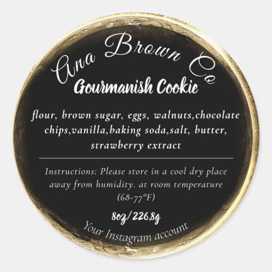 Étiquette de produit Gold Black Modern (Devant)
