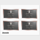 Étiquette de produit grise monogramme cadre rose o (Feuille)