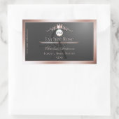 Étiquette de produit grise monogramme cadre rose o (Sac)