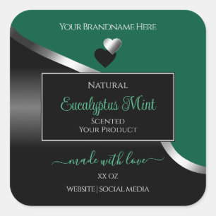 Étiquette de produit Hunter Green Black Wavy Silve
