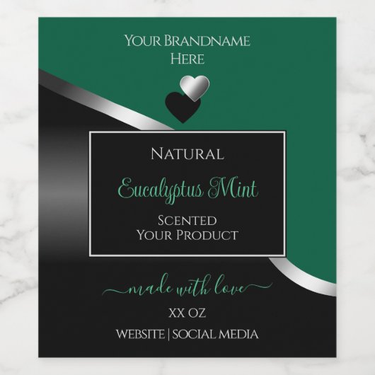 Étiquette de produit Hunter Green Black Wavy Silve (Étiquettes simples)