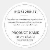 Étiquette de produit ingrédients Professionnel (Devant)