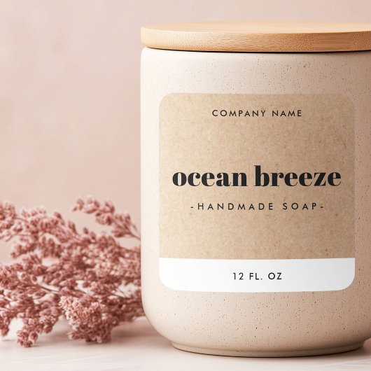 Étiquette de produit Kraft look carré