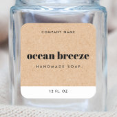 Étiquette de produit Kraft look carré