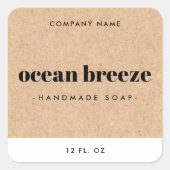 Étiquette de produit Kraft look carré (Devant)