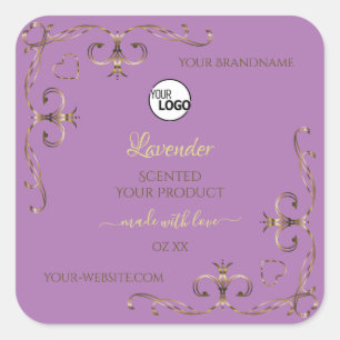 Étiquette de produit lavande Gold Ornate Corner Aj