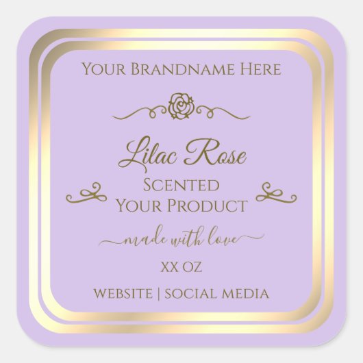 Étiquette de produit Lilac Subtil Gold Frame Rose (Devant)