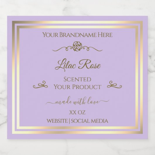 Étiquette de produit Lilac Subtil Gold Frame Rose (Étiquettes simples)