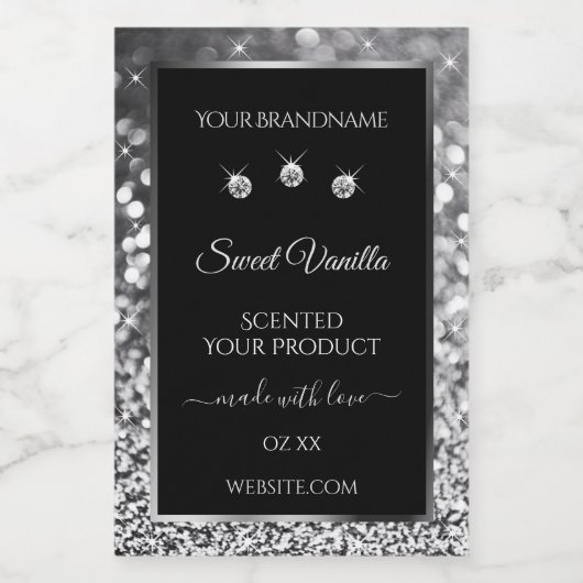 Étiquette de produit Luxe Diamants Paillettes Arge (Étiquettes simples)