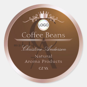 Étiquette de produit marron Cadre Rosegold Logo Mo