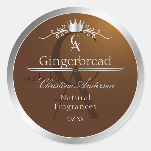Étiquette de produit Marron Noisette Monogramme Ca (Devant)