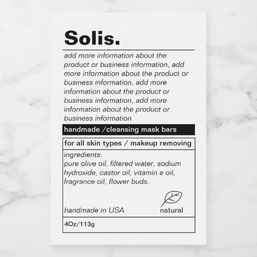 Étiquette de produit minimal (Étiquettes simples)