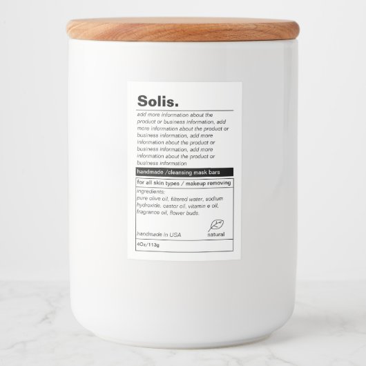 Étiquette de produit minimal (Devant)