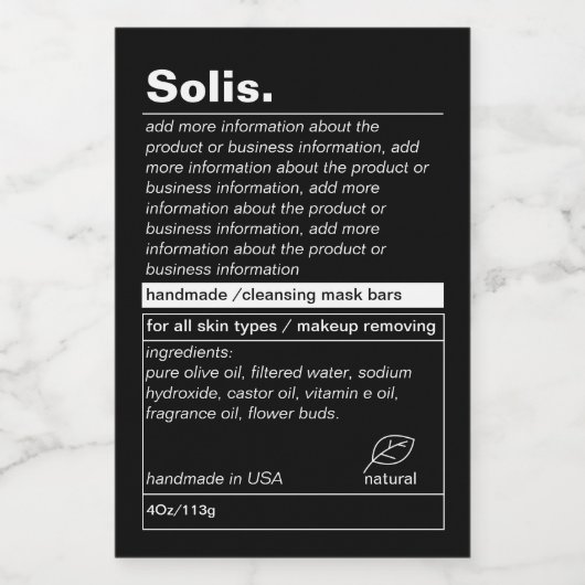 Étiquette de produit minimal (Étiquettes simples)