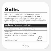 Étiquette de produit minimal (Devant)