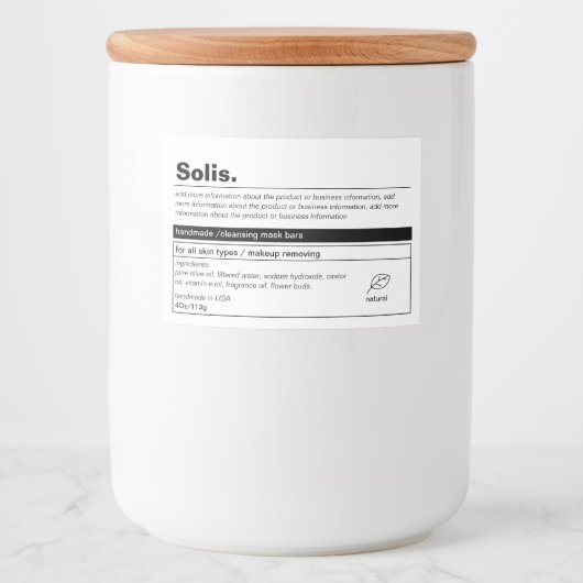 Étiquette de produit minimal (Devant)